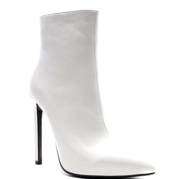 Tony Bianco White Stiletto High Heeled Pointed Ankle Pointy BootsBooties 8 - Picture 1 of 7